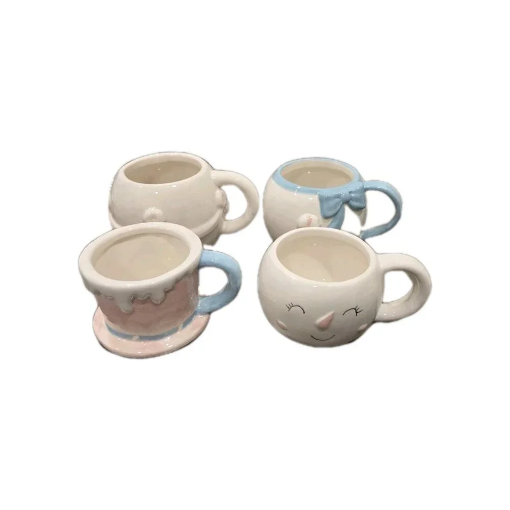 New Pink Frosty The Snowman Candy Lane Christmas 4 Stacking Coffee Tea Mug Cup